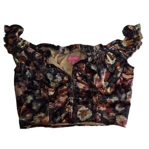 Sugar Thrillz Dolls Kill Floral Velvet Cropped Bustier Style Tank Top  Black XS